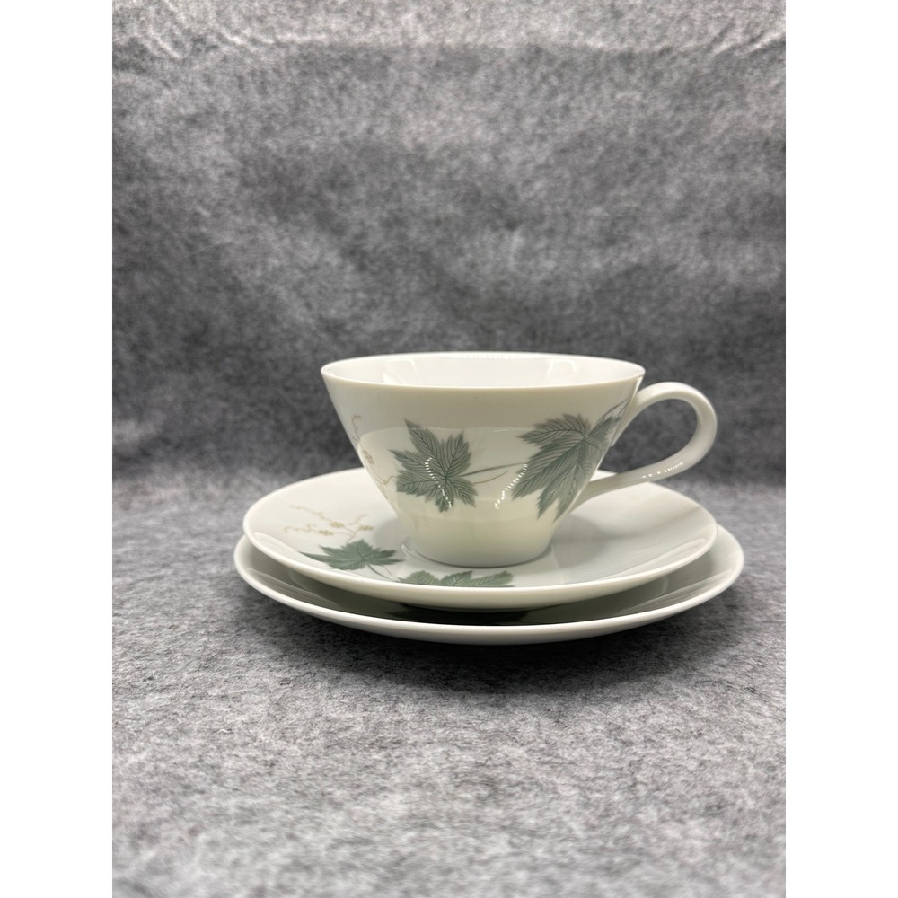 Noritake Cook'n Serve Wild Ivy 102 Cup Saucer Plate Set Vintage Japan Green Leaf